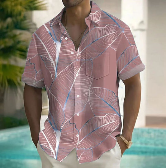 Guy Leaf Print Short Sleeve Shirt_1