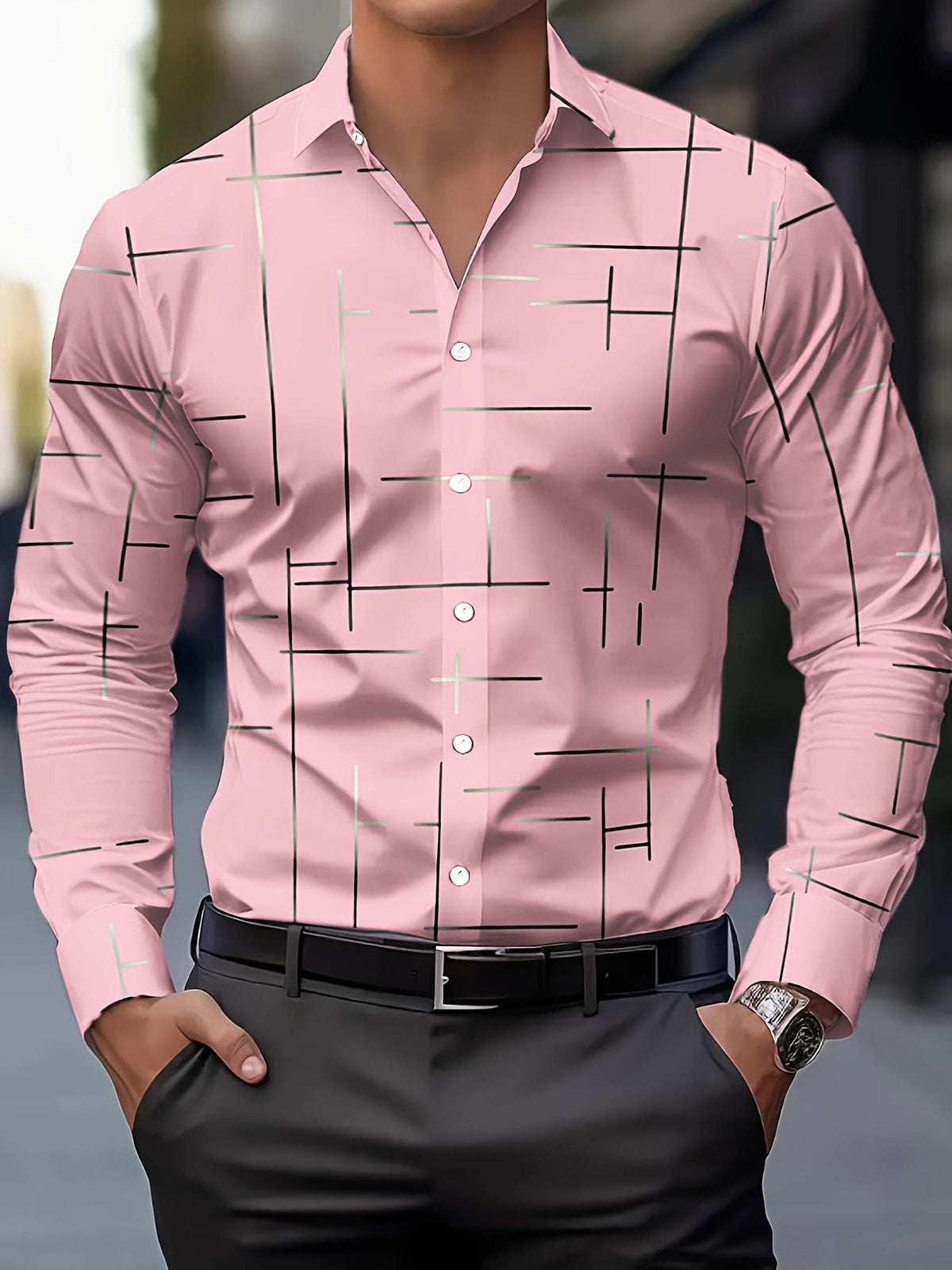 Muir Line Print Long Sleeve Shirt