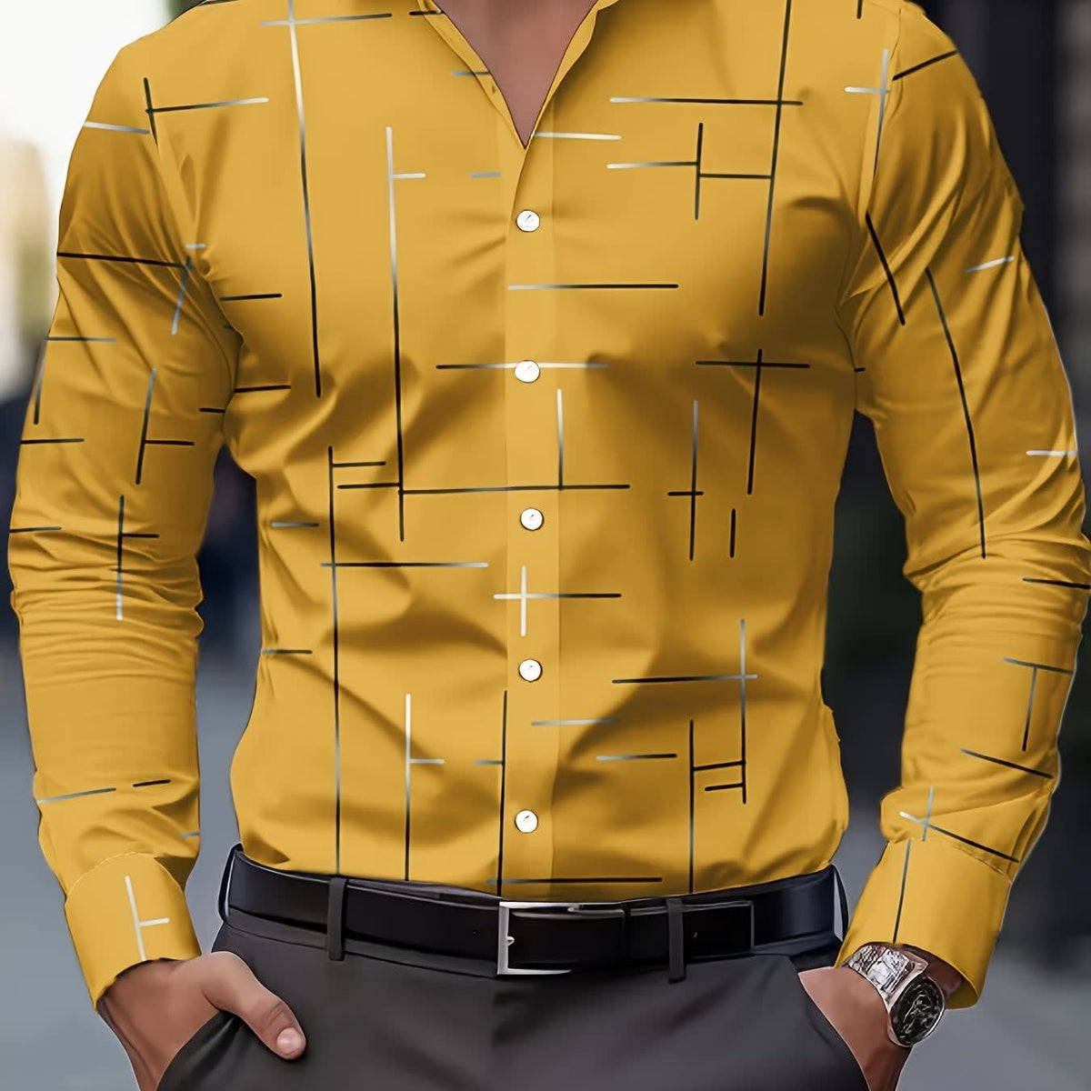 Muir Line Print Long Sleeve Shirt