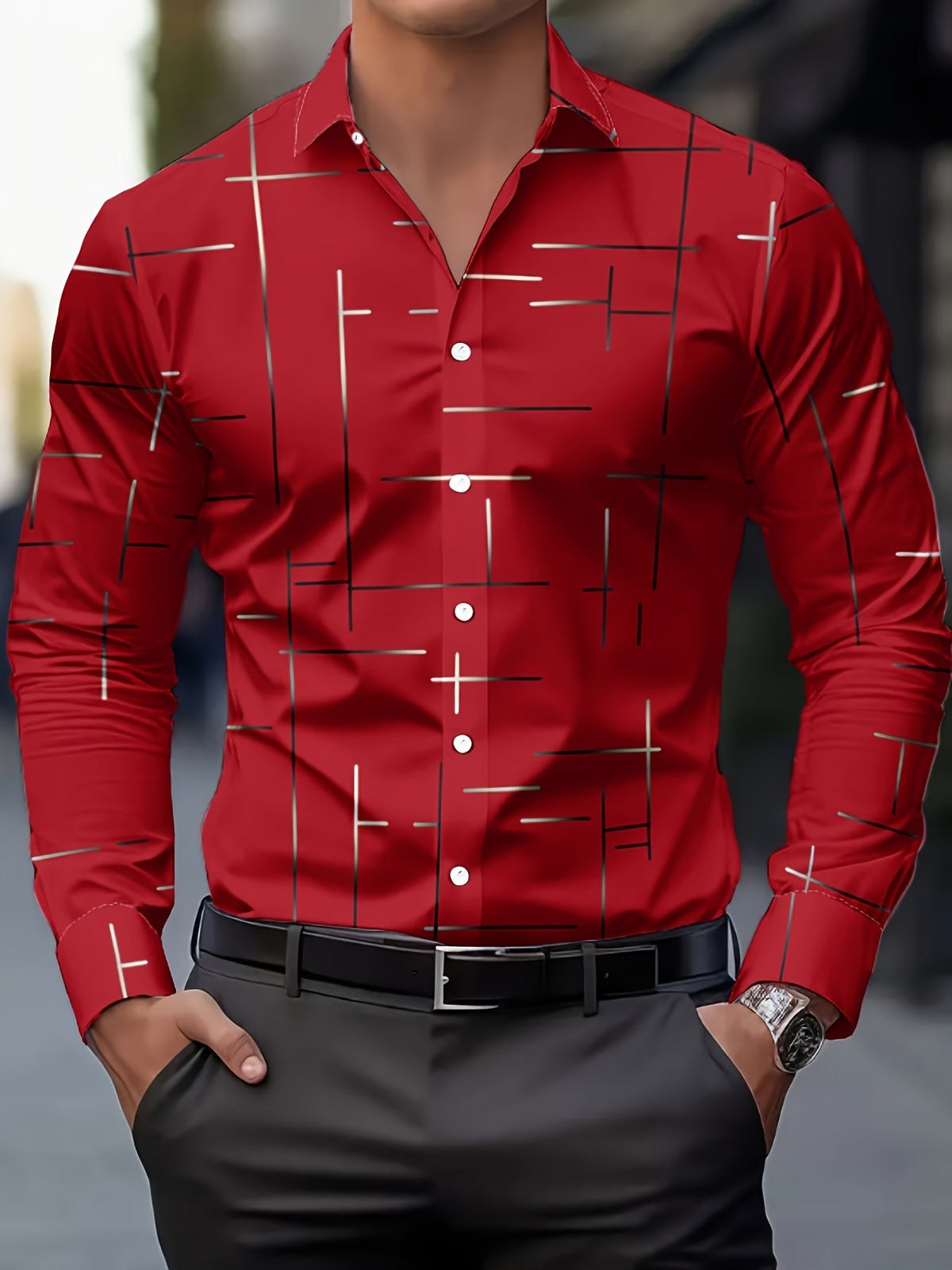 Muir Line Print Long Sleeve Shirt