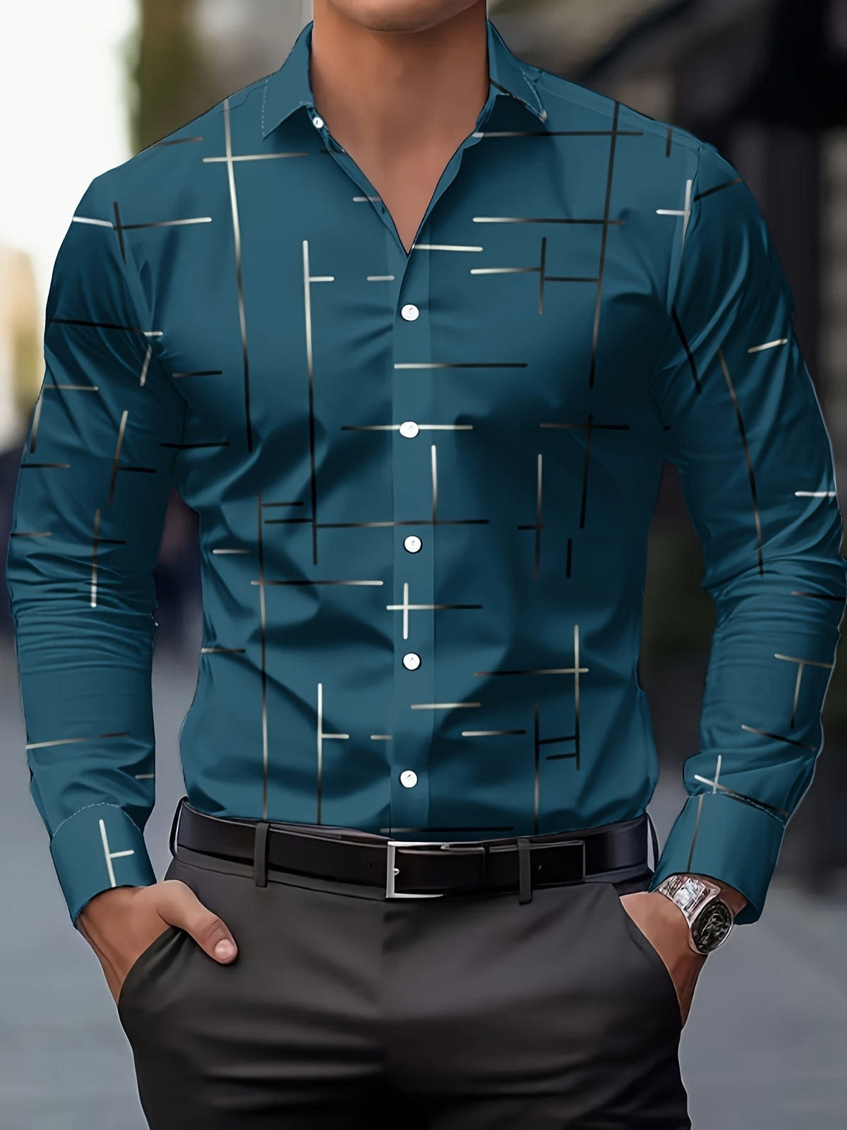 Muir Line Print Long Sleeve Shirt