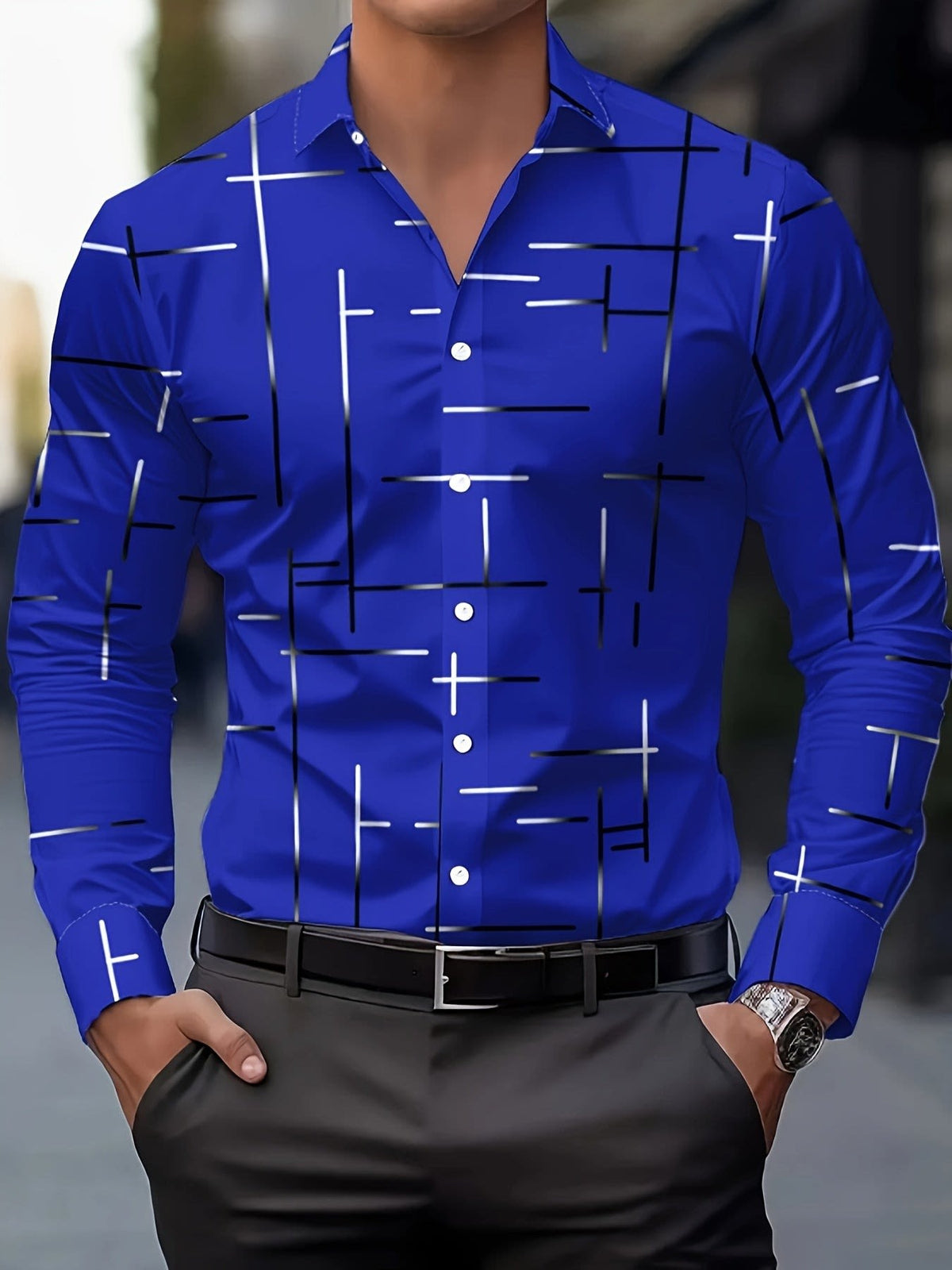Muir Line Print Long Sleeve Shirt