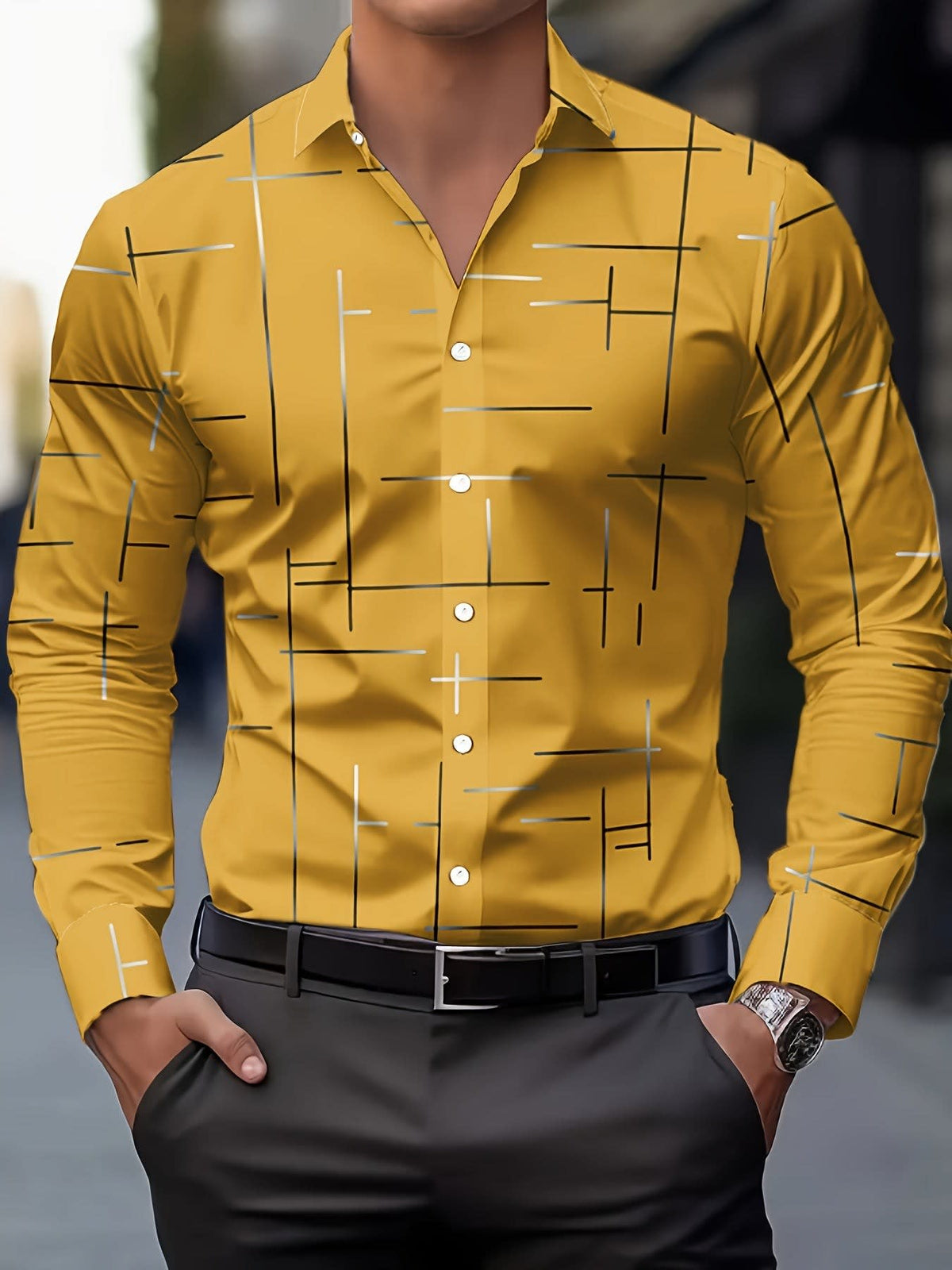 Muir Line Print Long Sleeve Shirt