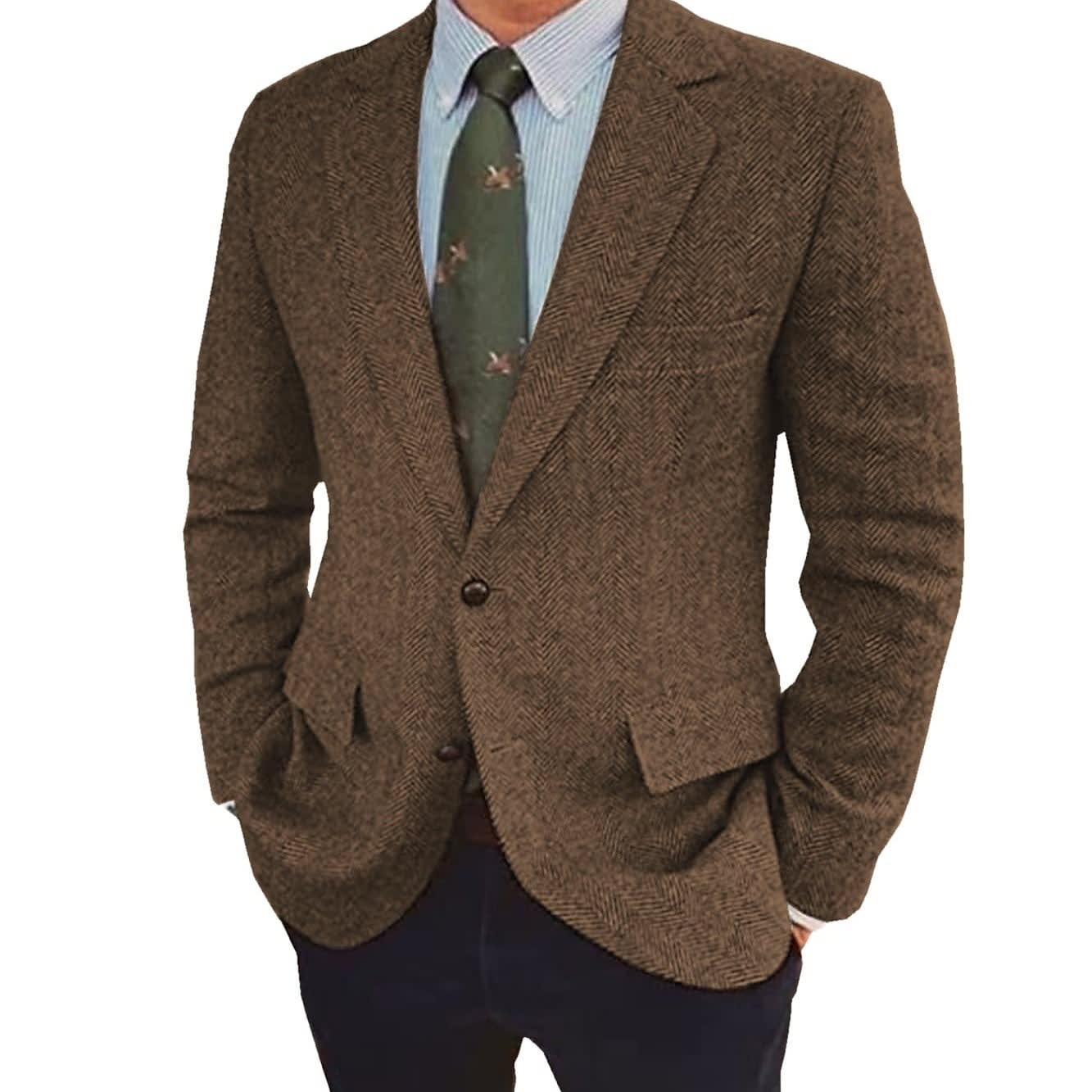 Francis Herringbone Two Button Blazer_1