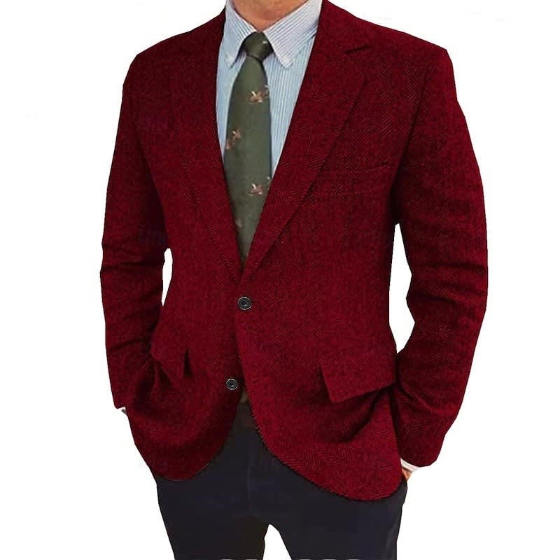 Francis Herringbone Two Button Blazer_5