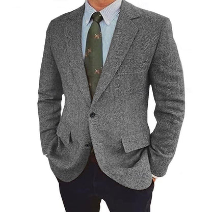 Francis Herringbone Two Button Blazer_8
