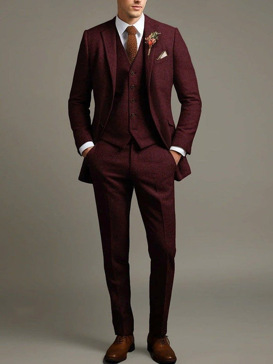 Terrence Flecked Weave Three Piece Suit_1