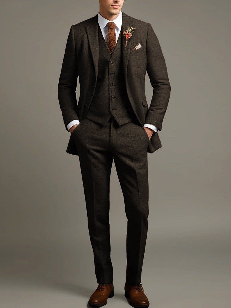 Terrence Flecked Weave Three Piece Suit