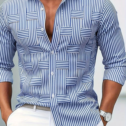 Levon Basket Weave Stripe Long Sleeve Shirt_1