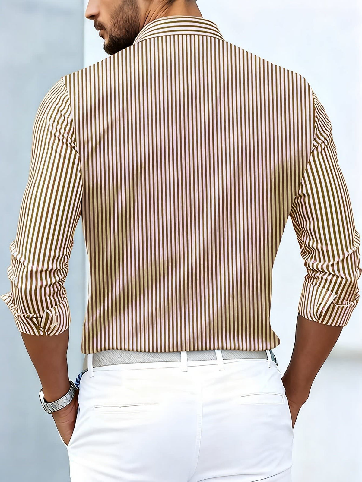 Levon Basket Weave Stripe Long Sleeve Shirt