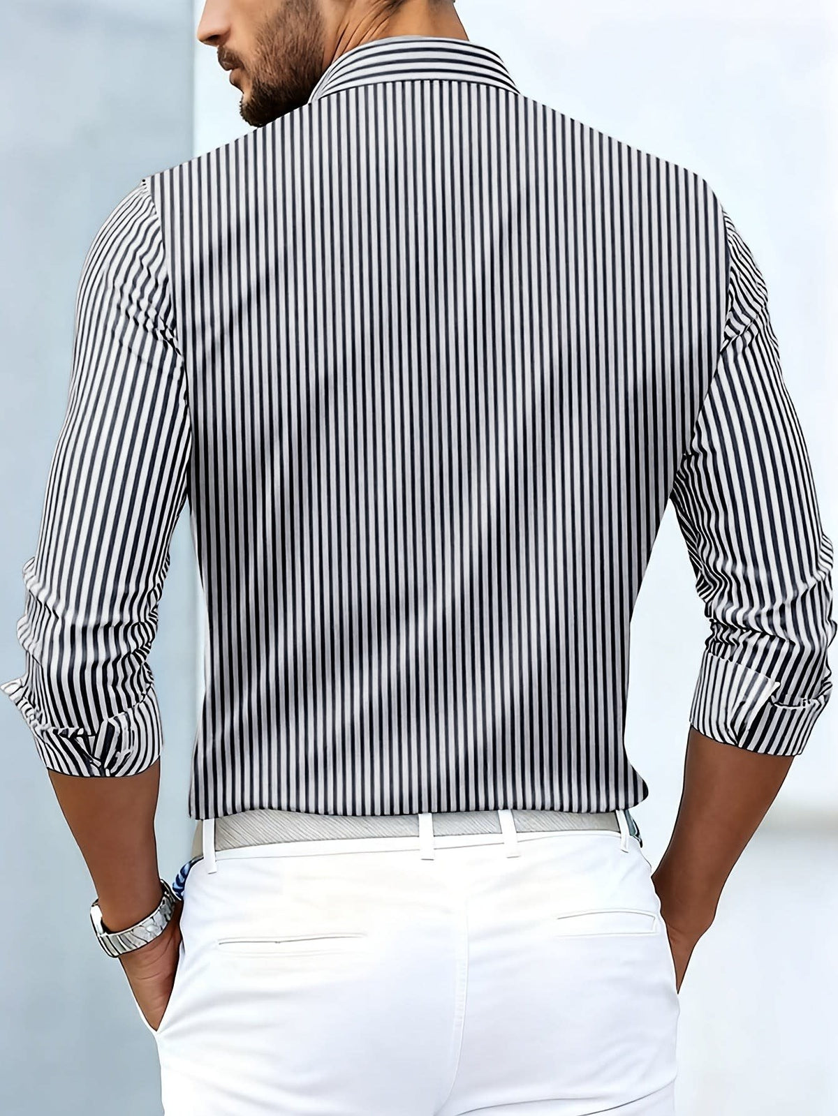 Levon Basket Weave Stripe Long Sleeve Shirt