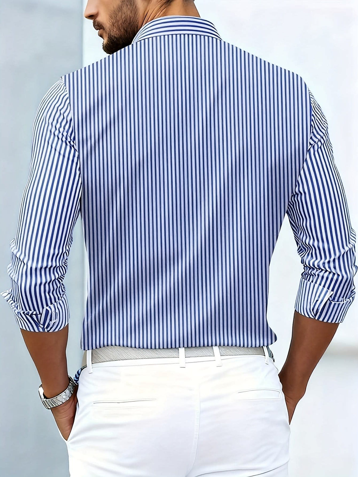 Levon Basket Weave Stripe Long Sleeve Shirt