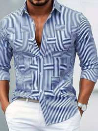 Levon Basket Weave Stripe Long Sleeve Shirt