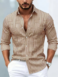 Levon Basket Weave Stripe Long Sleeve Shirt