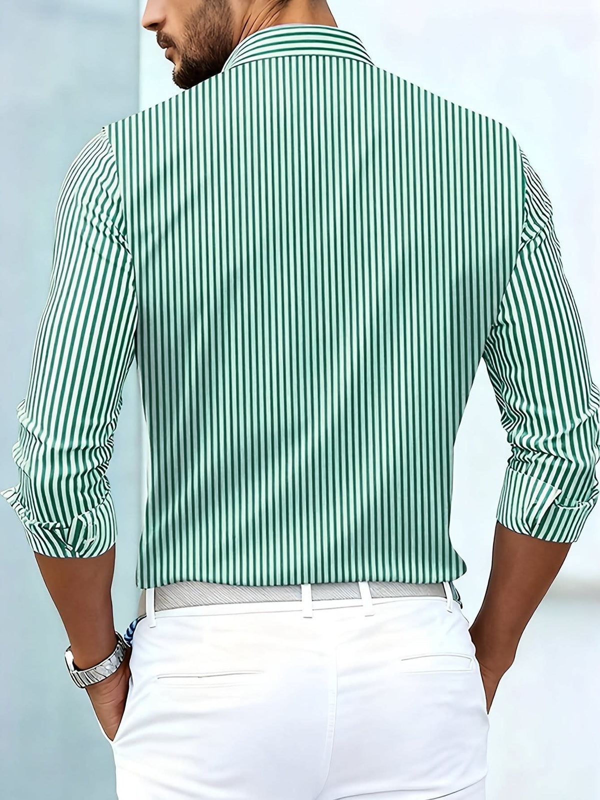 Levon Basket Weave Stripe Long Sleeve Shirt
