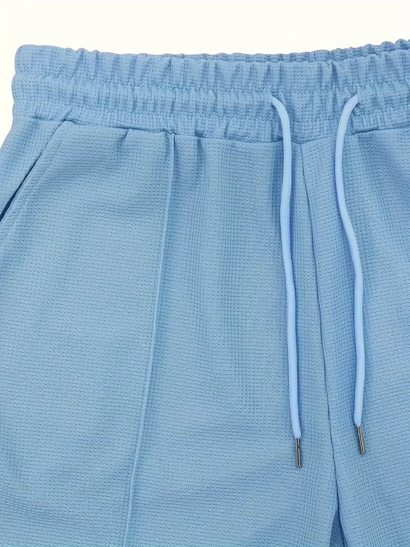 Rex Waffle Texture Zip Polo and Shorts Set