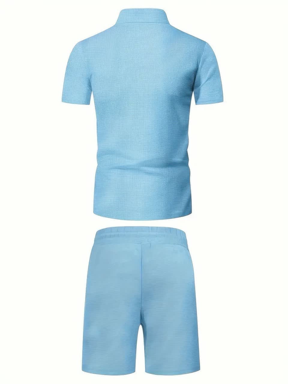 Rex Waffle Texture Zip Polo and Shorts Set