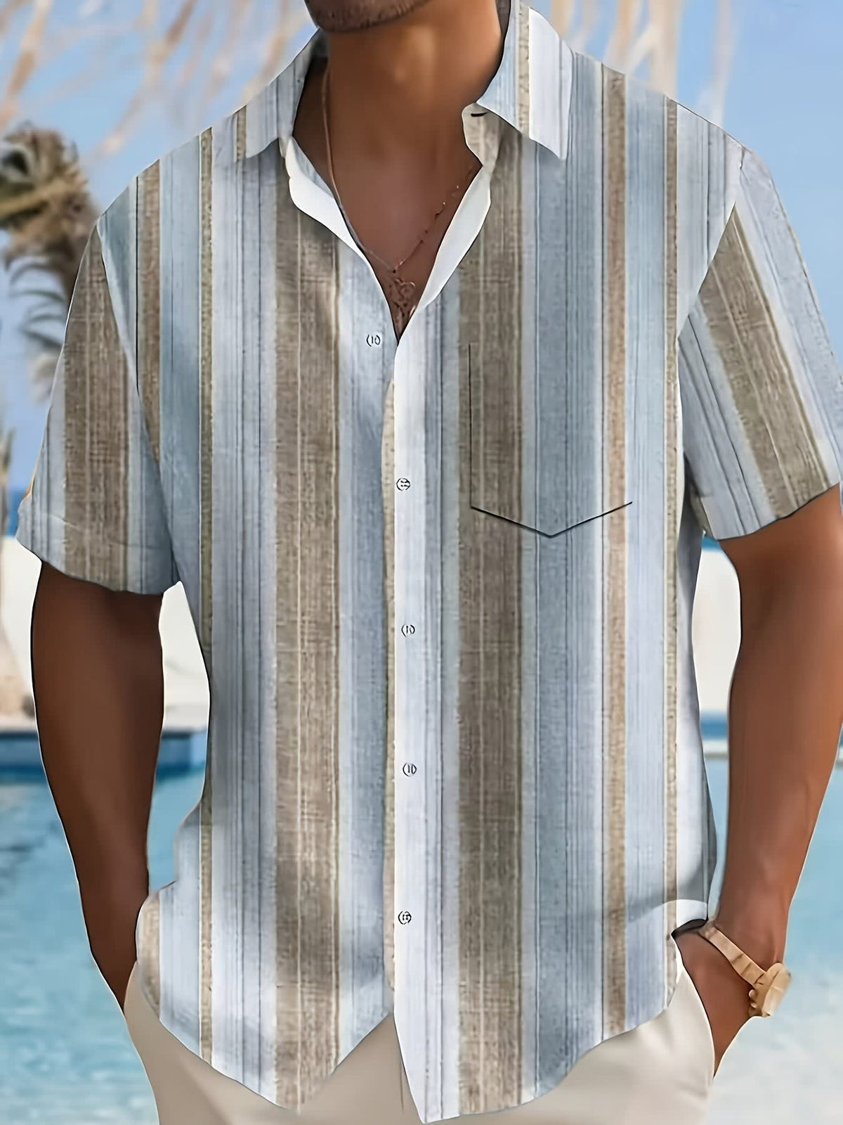 Bruno Vertical Stripe Short Sleeve Shirt