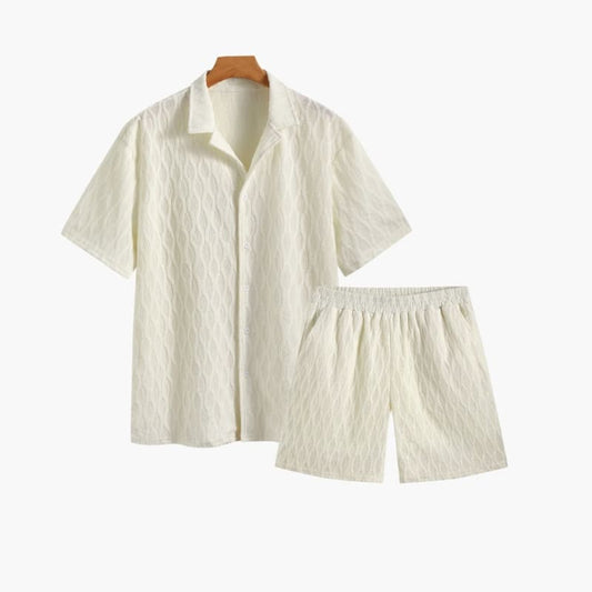 Ellis Textured Cotton Shirt and Short Set_1