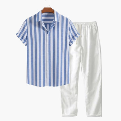 Weston Wide Stripe Camp Shirt and Pant Set_1