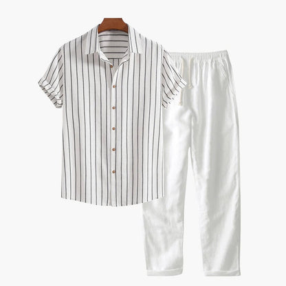 Jasper Striped Camp Collar Shirt and Pant Set_3