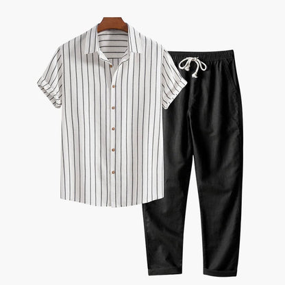 Jasper Striped Camp Collar Shirt and Pant Set_5