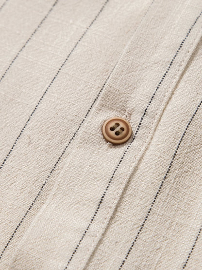 Everett Pinstripe Band Collar Shirt and Pant Set_3