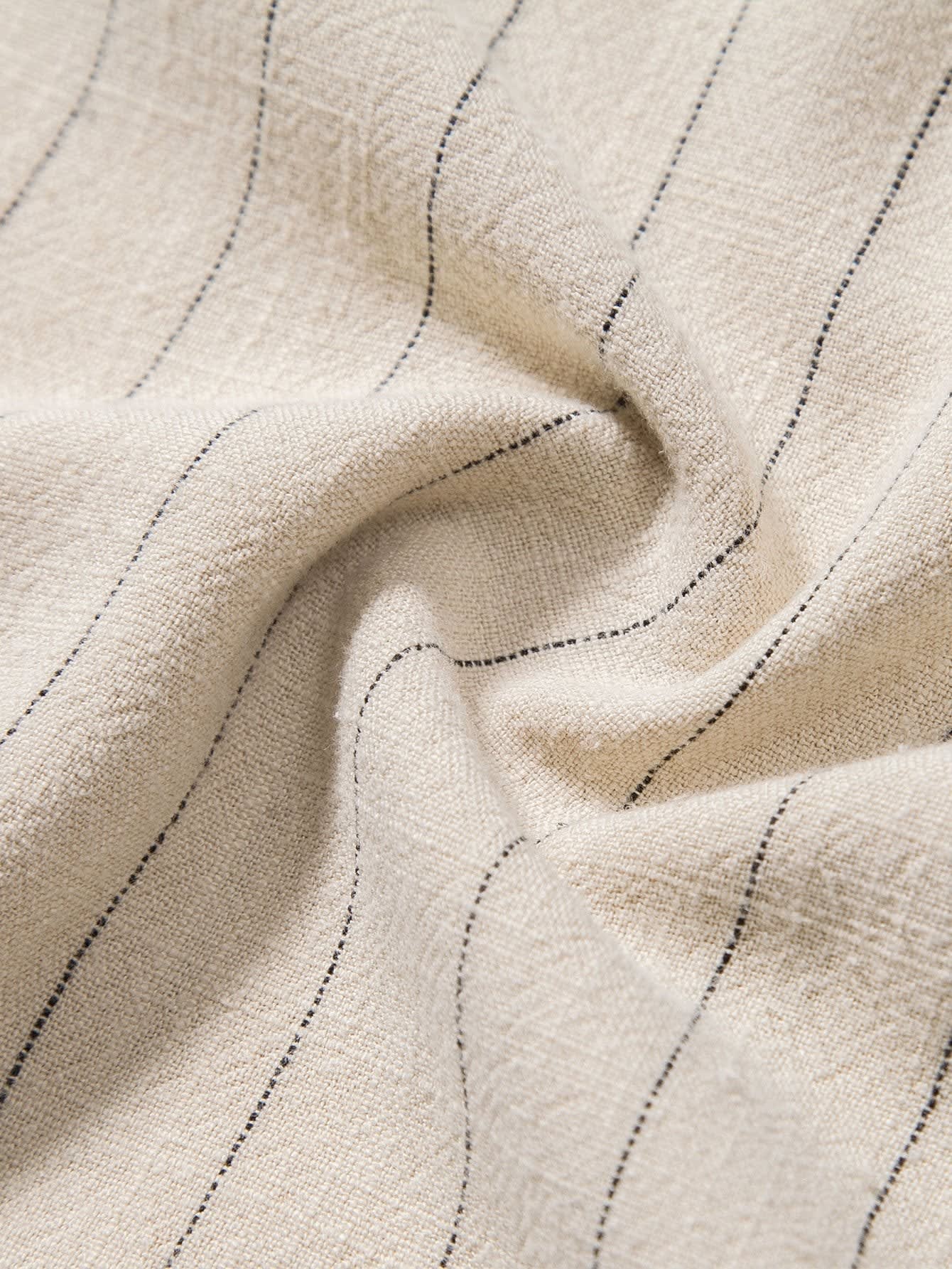 Everett Pinstripe Band Collar Shirt and Pant Set_4