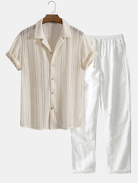 Jules Textured Knit Camp Shirt and Trousers Set
