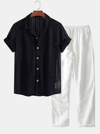 Jules Textured Knit Camp Shirt and Trousers Set