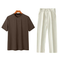 Kyler Ribbed Cotton Tee and Trousers Set