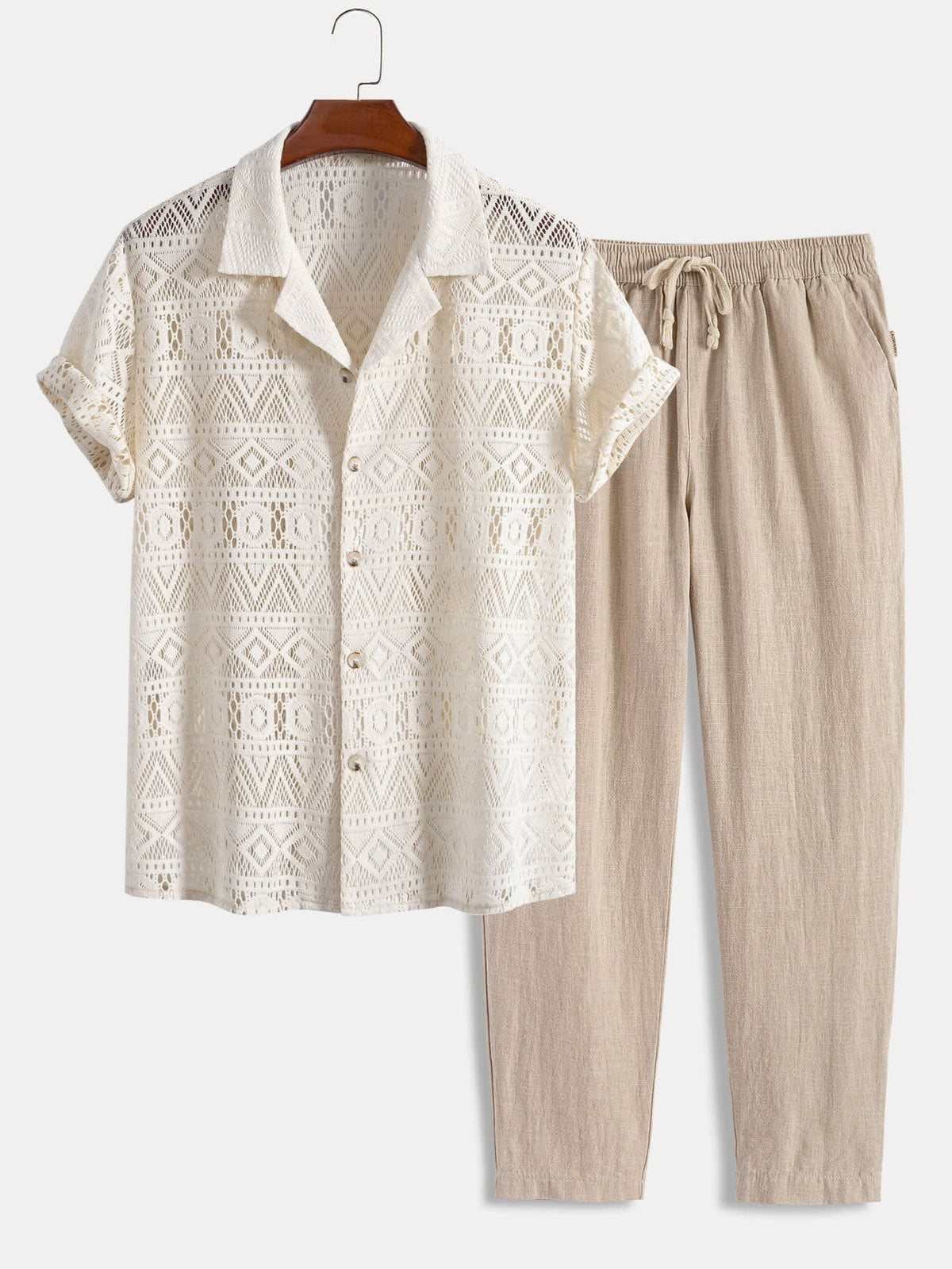 Laird Open Knit Camp Shirt and Trousers Set