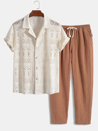 Laird Open Knit Camp Shirt and Trousers Set