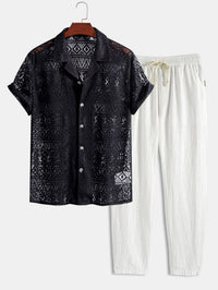 Laird Open Knit Camp Shirt and Trousers Set
