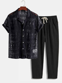 Laird Open Knit Camp Shirt and Trousers Set