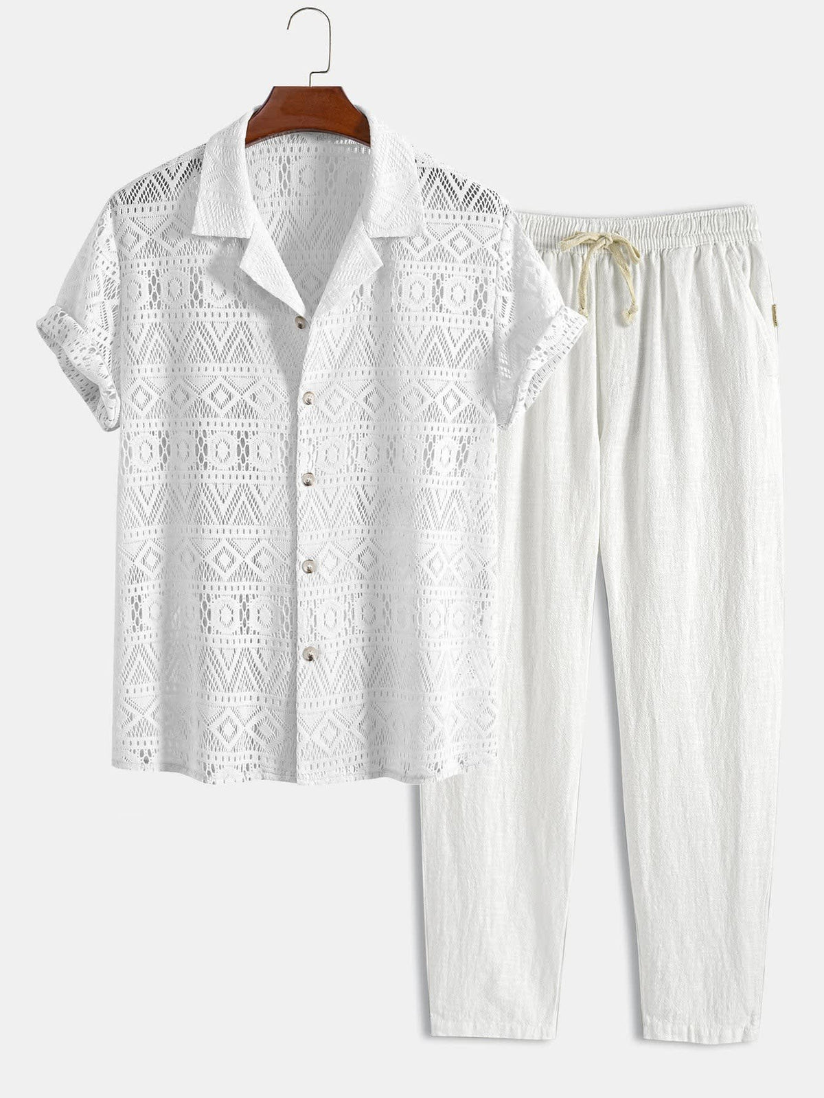 Laird Open Knit Camp Shirt and Trousers Set_21