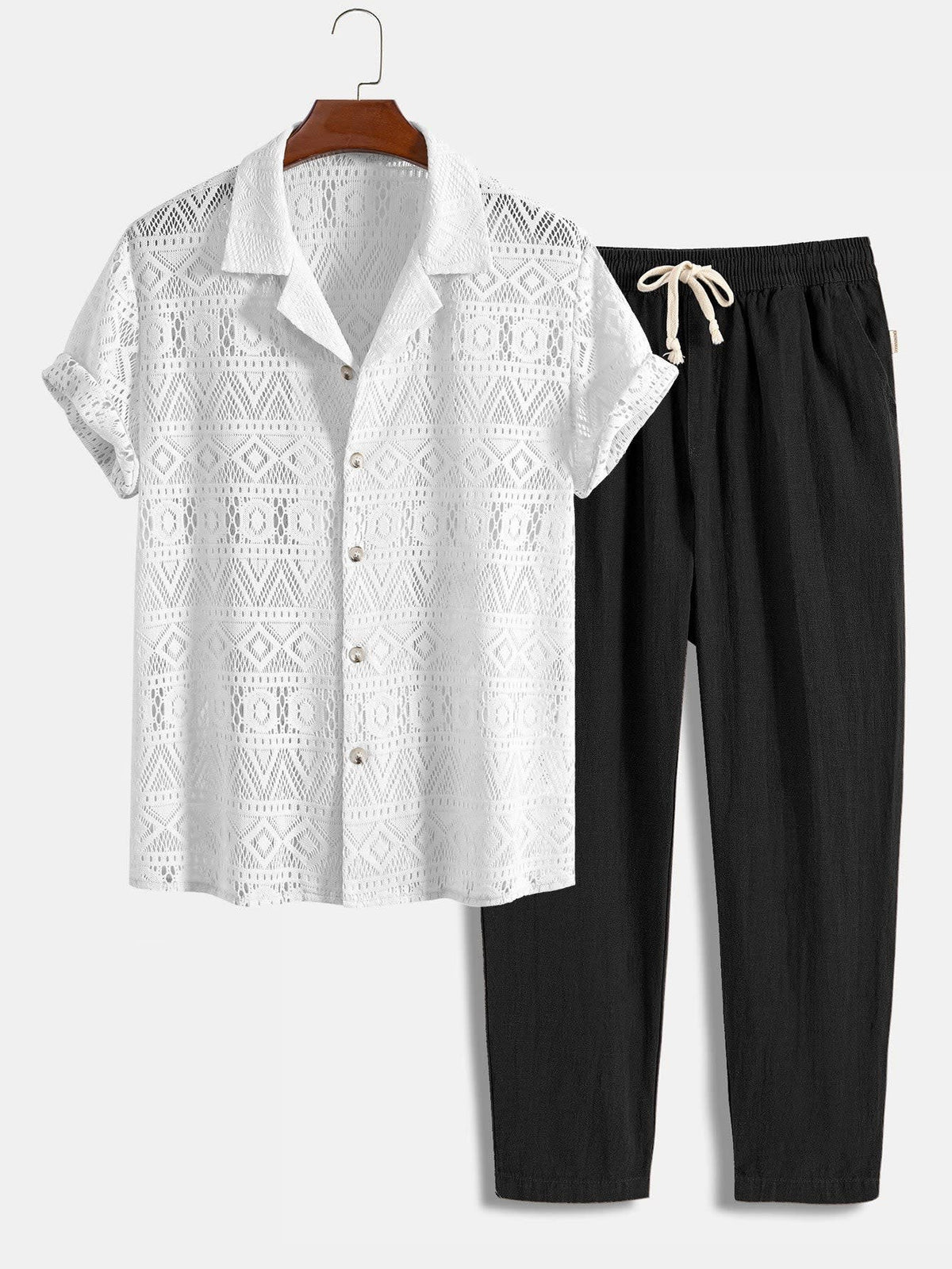 Laird Open Knit Camp Shirt and Trousers Set_22