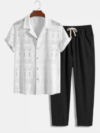 Laird Open Knit Camp Shirt and Trousers Set