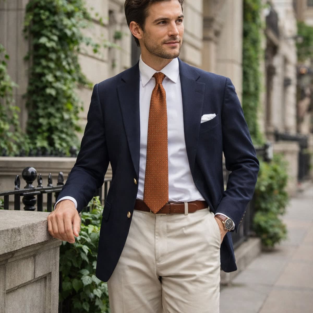 Reeve Orange Pin Dot Tie