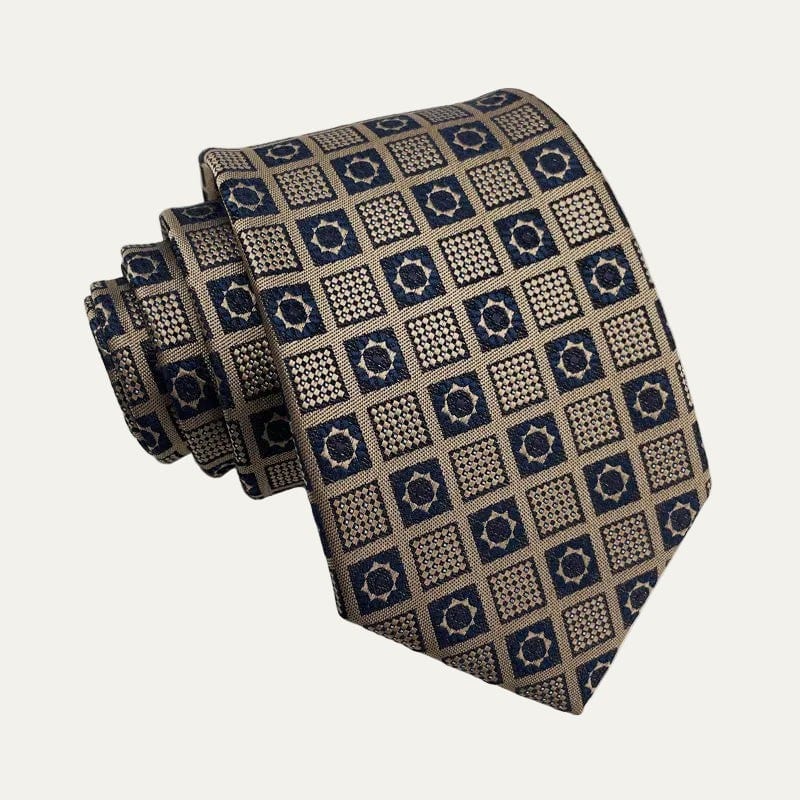 Priestley Tan Geometric Tie