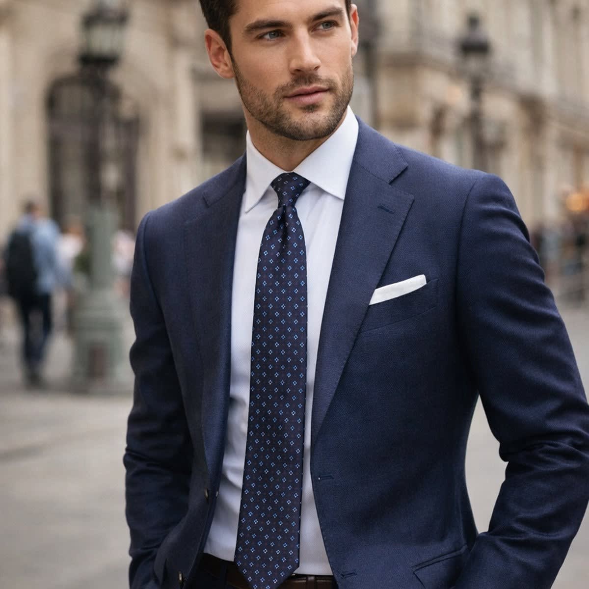 Roger Geometric Silk Blend Necktie