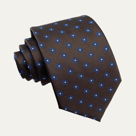 Reginald Dark Brown Medallion Tie_1
