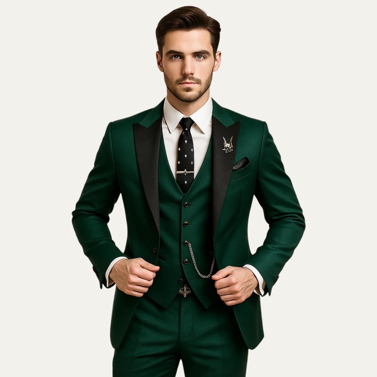 Eastwood Contrast Lapel Three Piece Suit_4