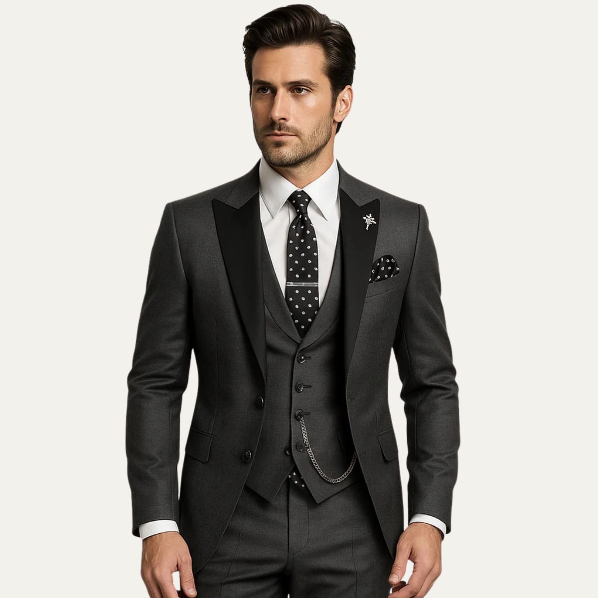 Eastwood Contrast Lapel Three Piece Suit_5