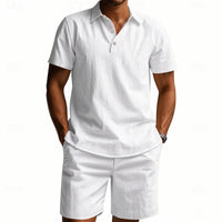 Lucas Textured Collar Shirt and Shorts Set