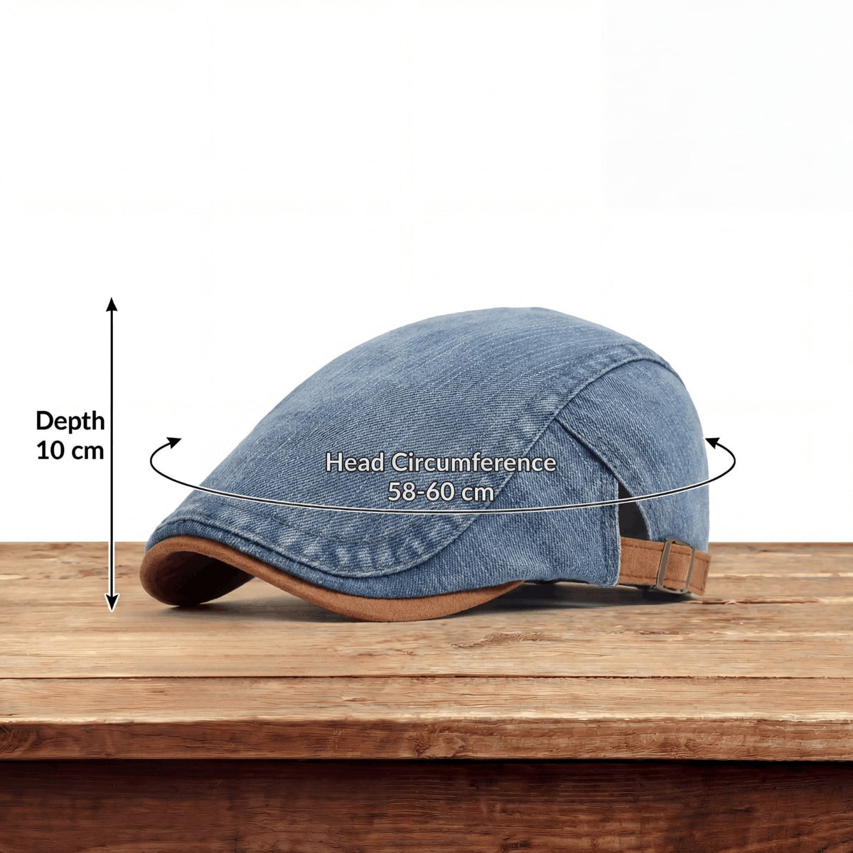 Riley Washed Denim Flat Cap