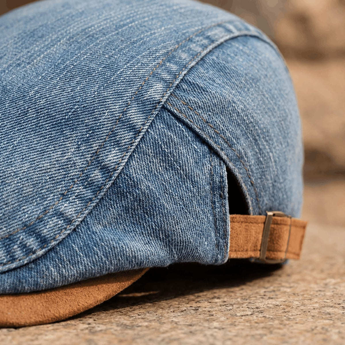 Riley Washed Denim Flat Cap