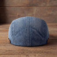 Riley Washed Denim Flat Cap
