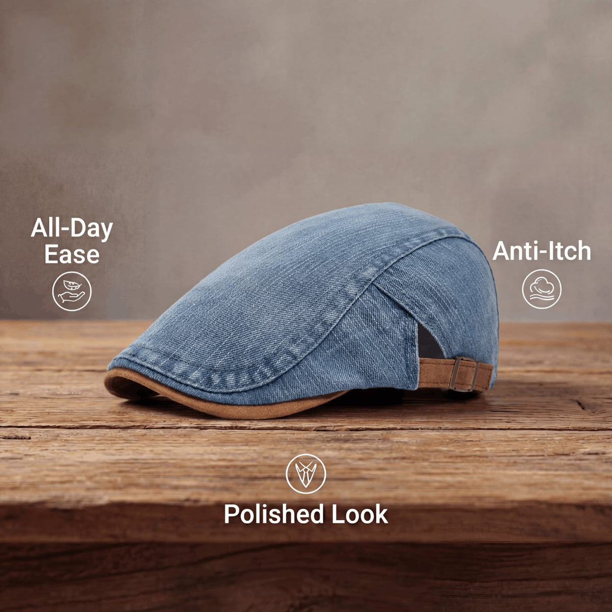Riley Washed Denim Flat Cap