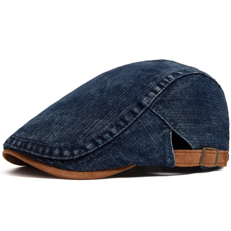 Riley Washed Denim Flat Cap